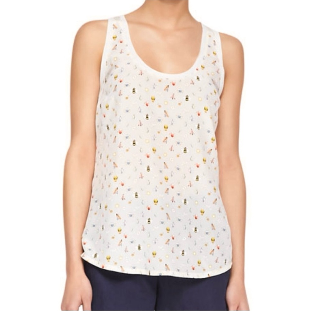 Joie Silk Insect Bug Bee Tank Sleeveless Top Blouse